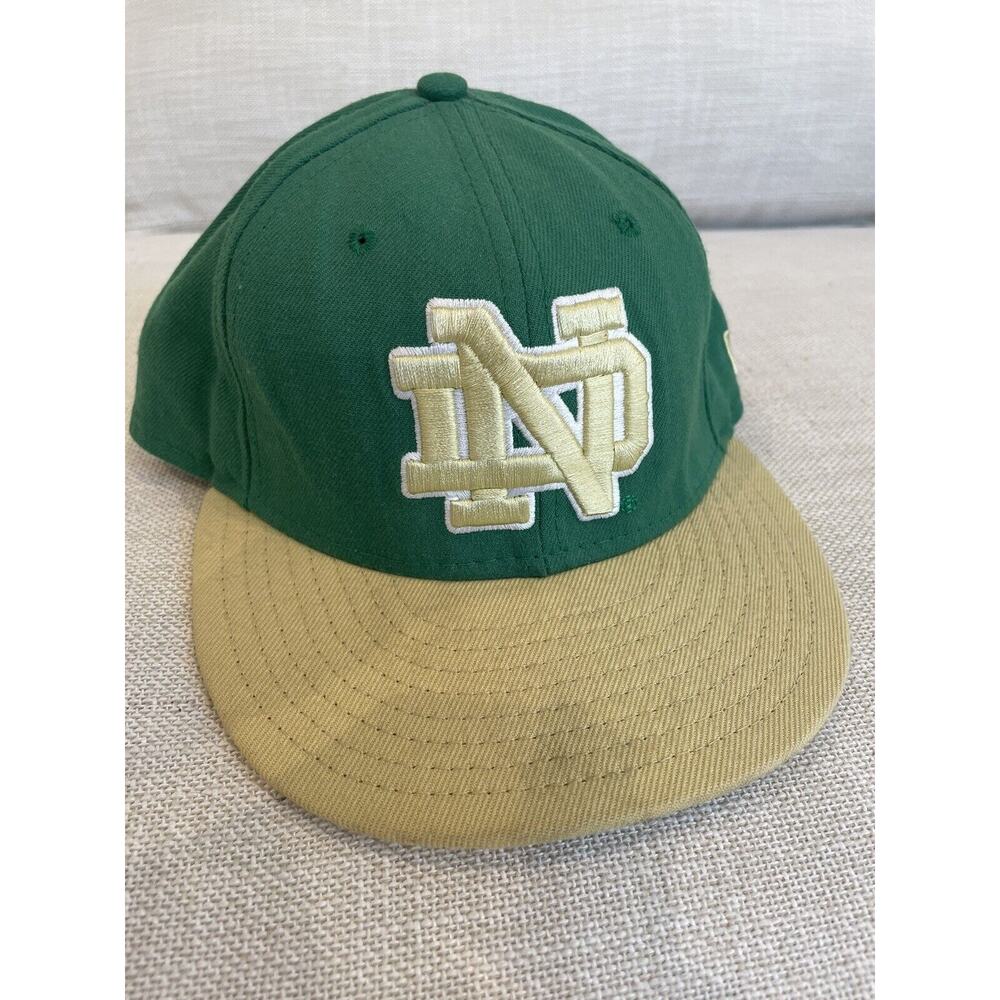 VTG New Era Hat Men 7‎ Green Notre Dame Fighting Irish Wool Blend Made In USA